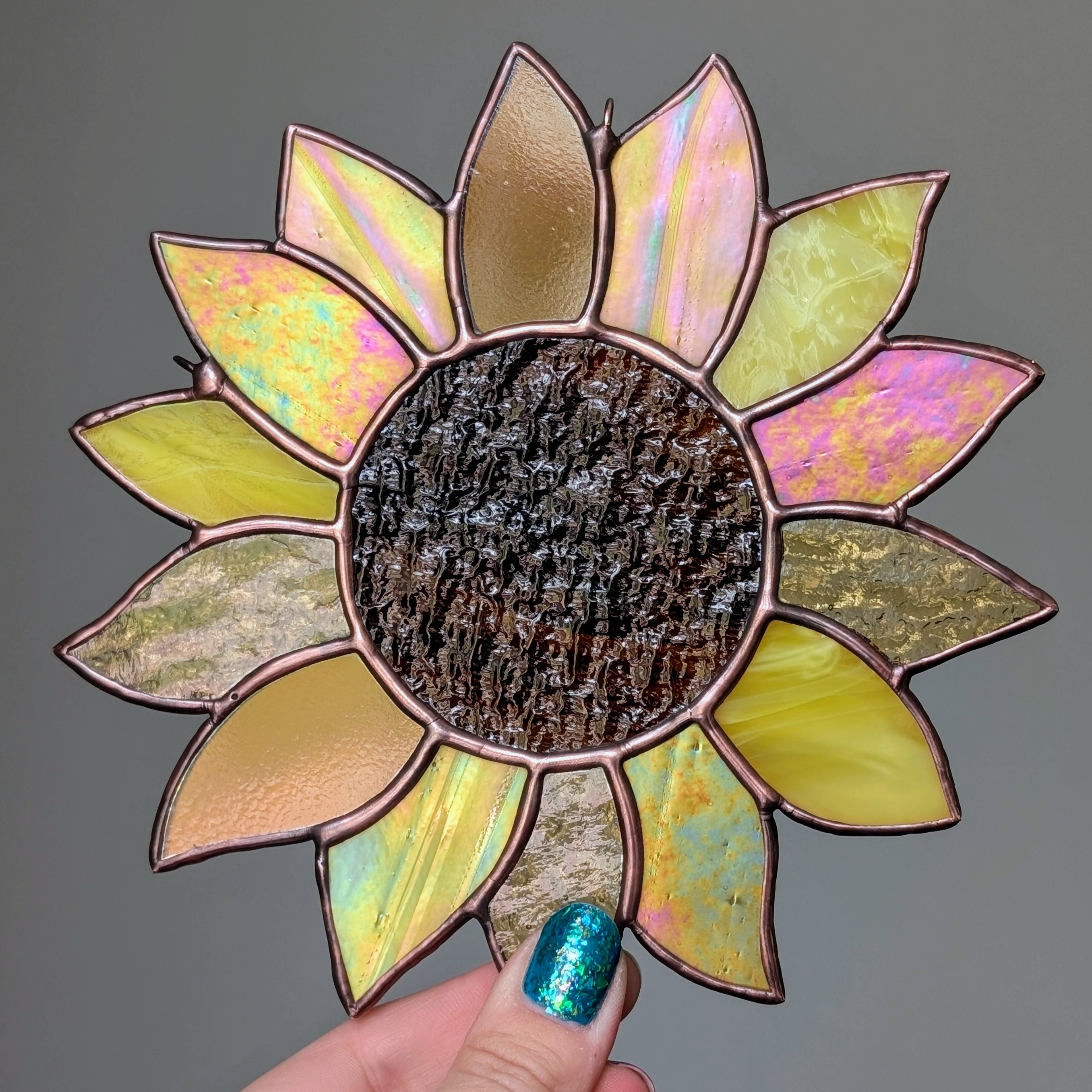 A stained glass sunflower